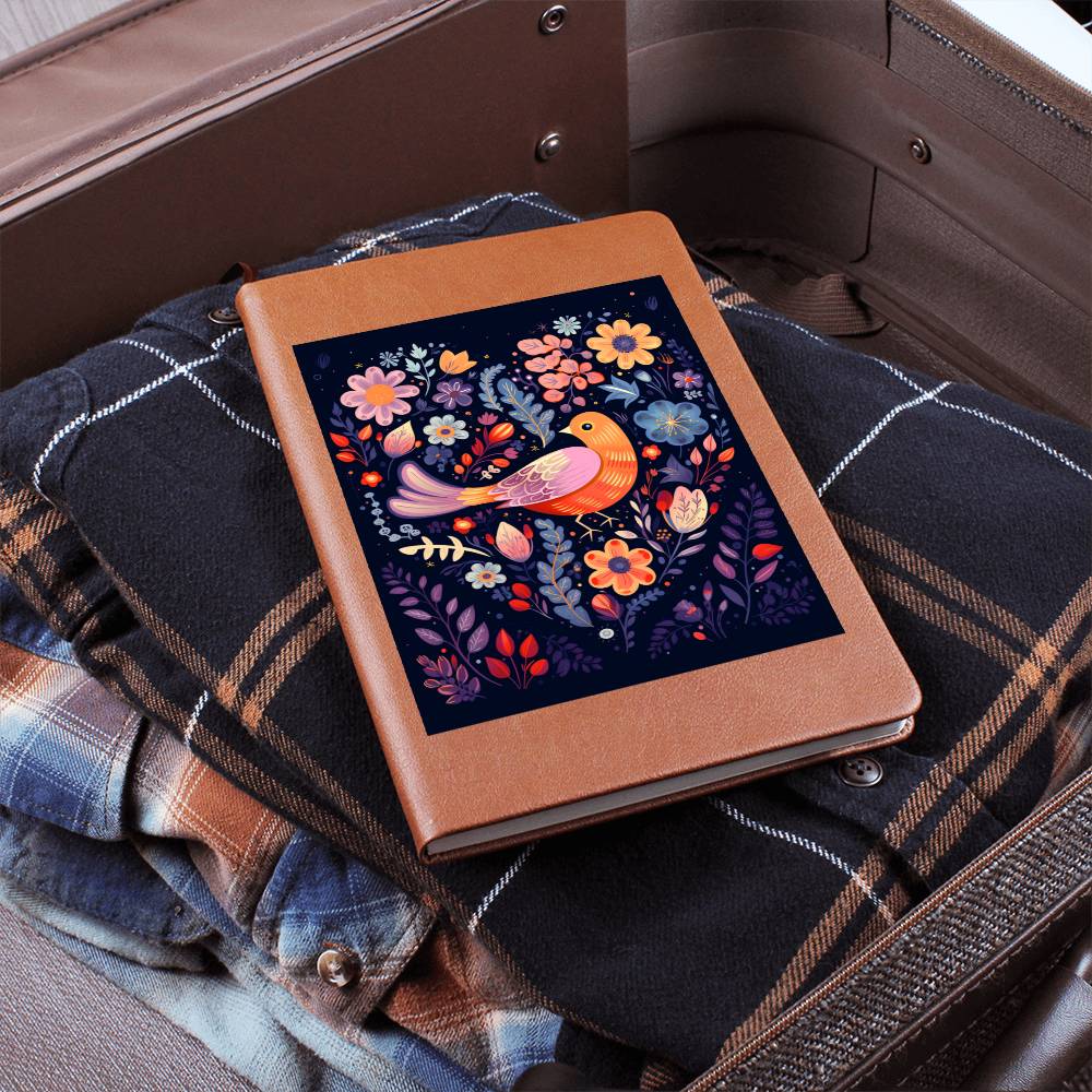 Birds And Floral Design 115 - Vegan Leather Journal