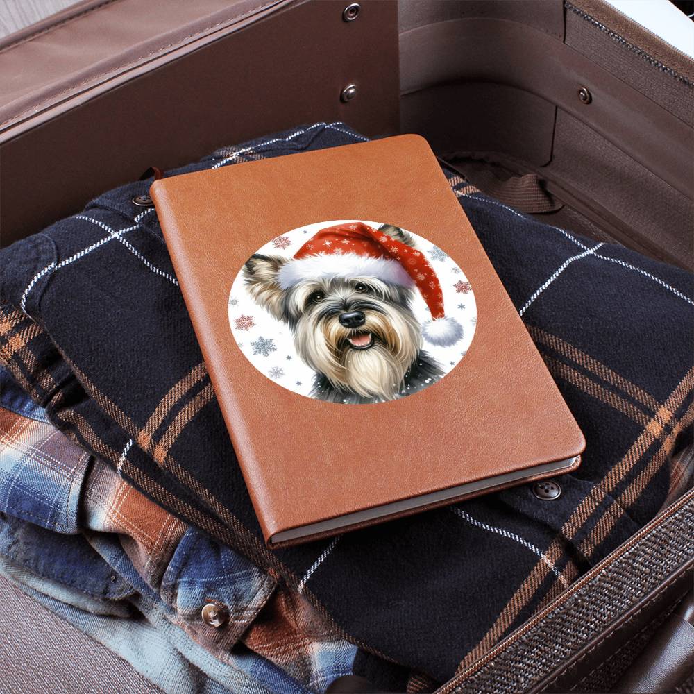 Christmas Dog - Cesky Terrier - Vegan Leather Journal