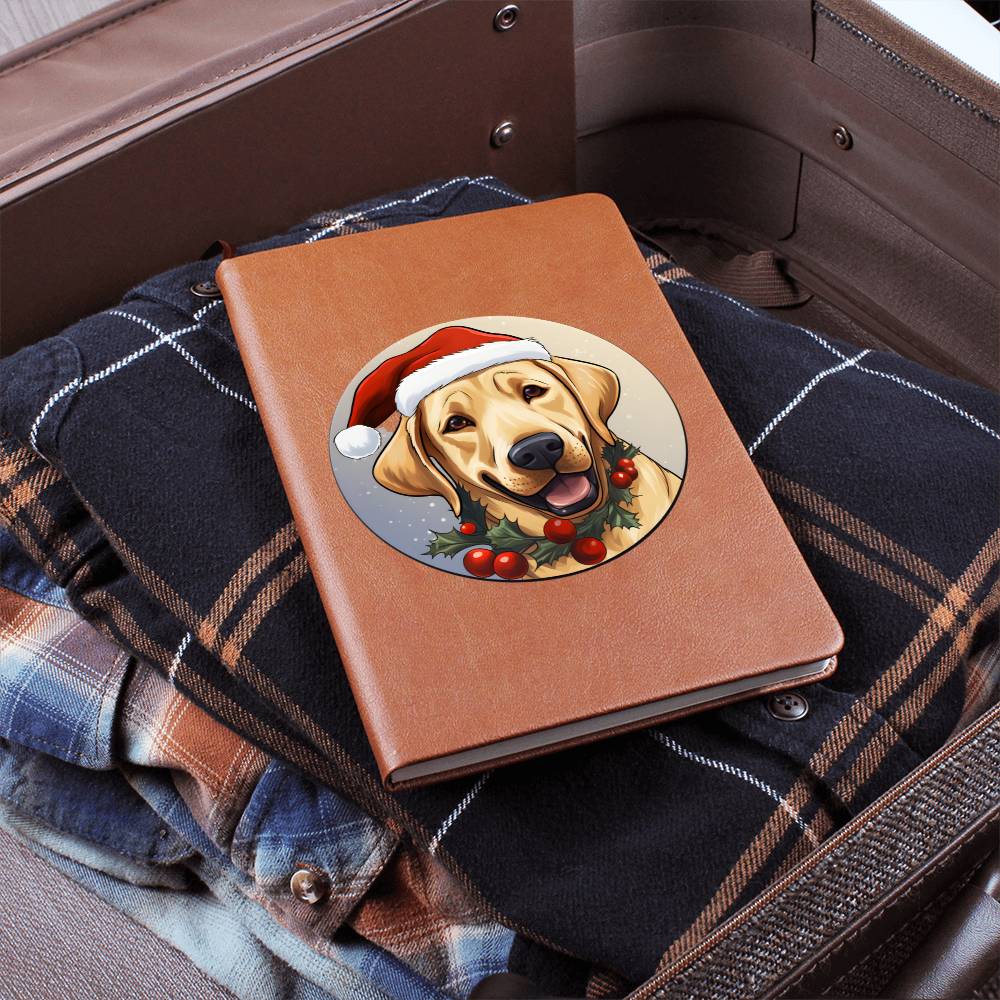 Dog Stained Glass Christmas Design 029 - Vegan Leather Journal