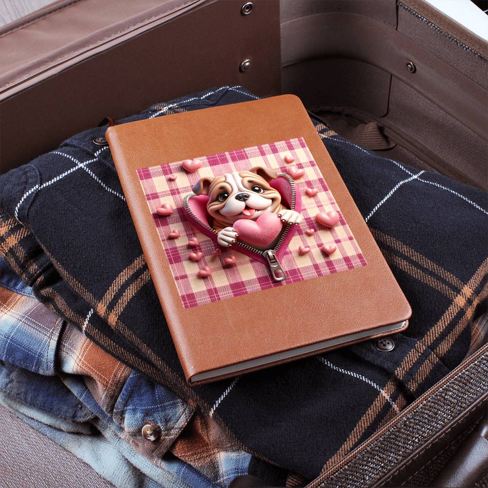 Valentine's Day Dog And Zipper 007 - Vegan Leather Journal