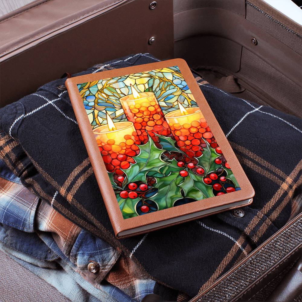 Christmas Stained Glass Design 022 - Vegan Leather Journal