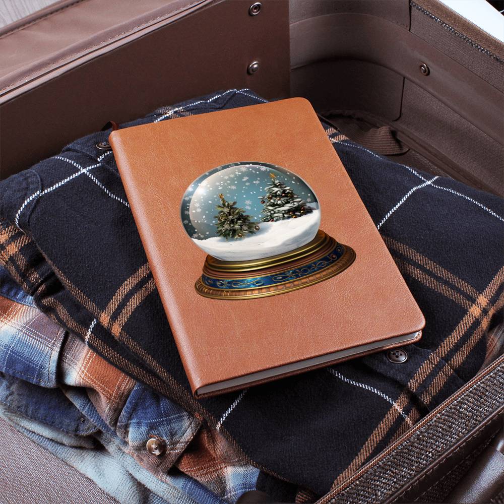 Watercolor Christmas Snow Globe 039 - Vegan Leather Journal