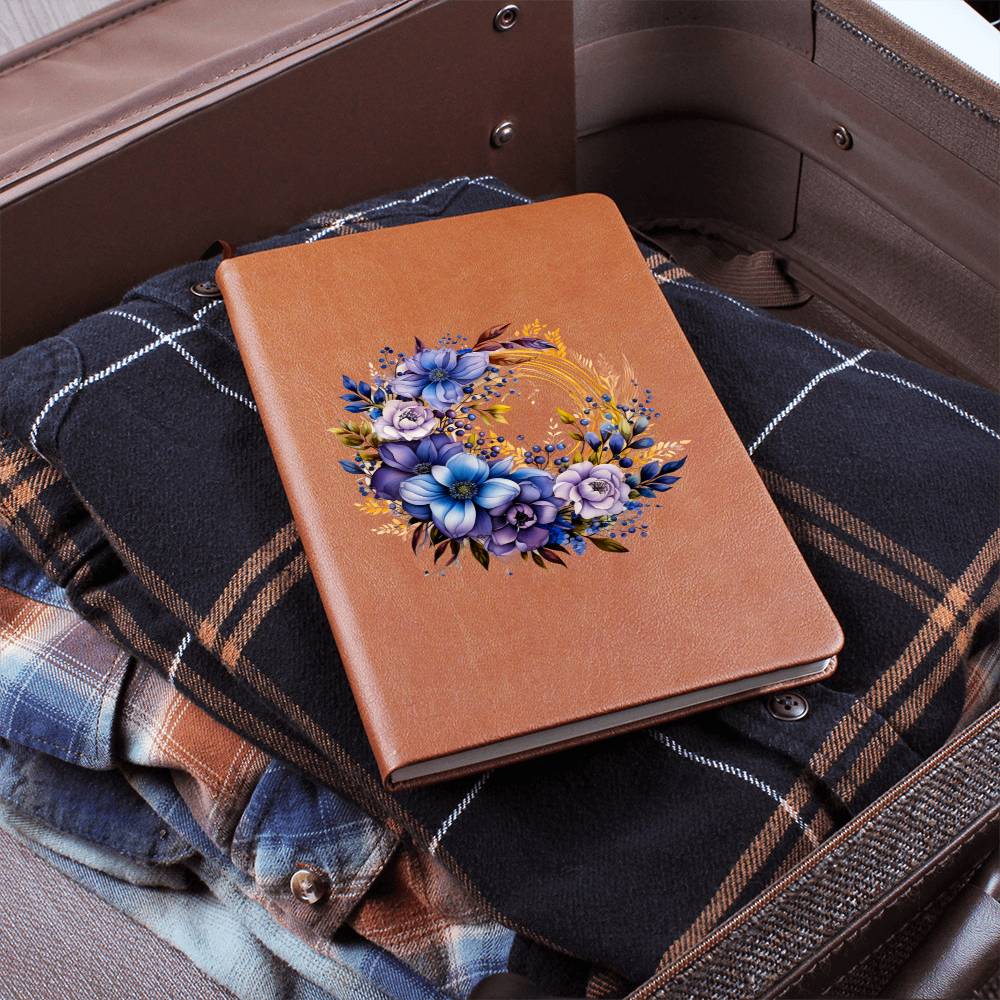 Floral Flower Wreath 111 - Vegan Leather Journal