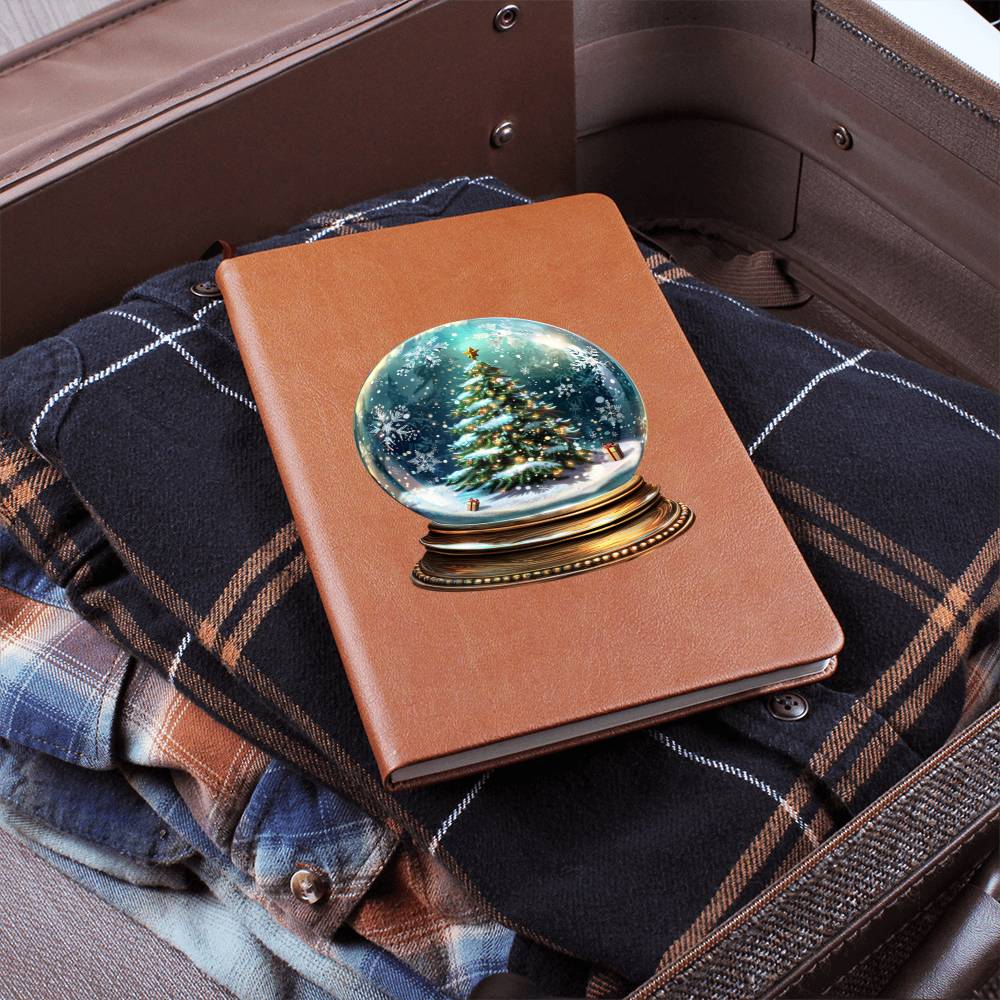 Watercolor Christmas Snow Globe 003 - Vegan Leather Journal