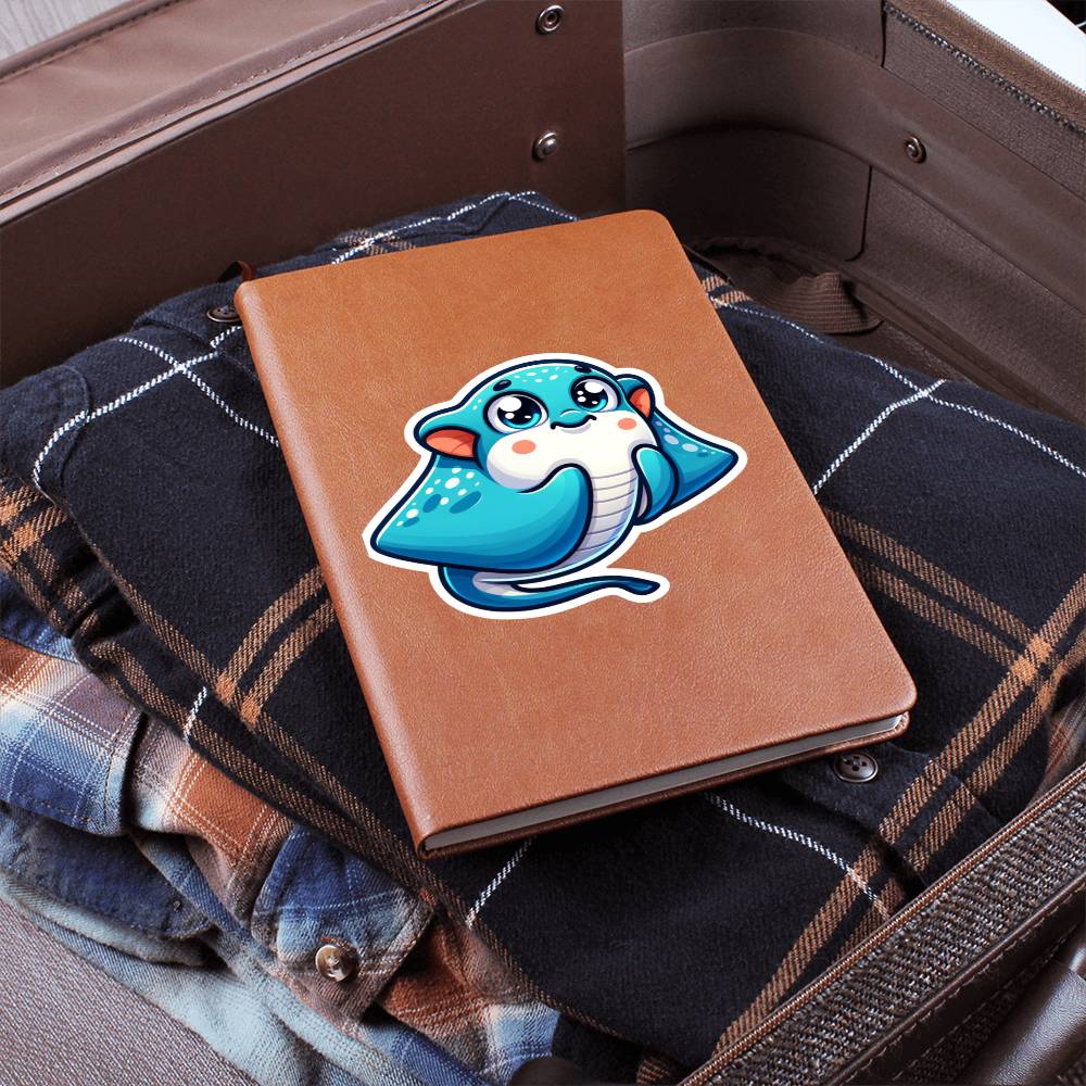Cute Manta ray sticker 92 - Vegan Leather Journal