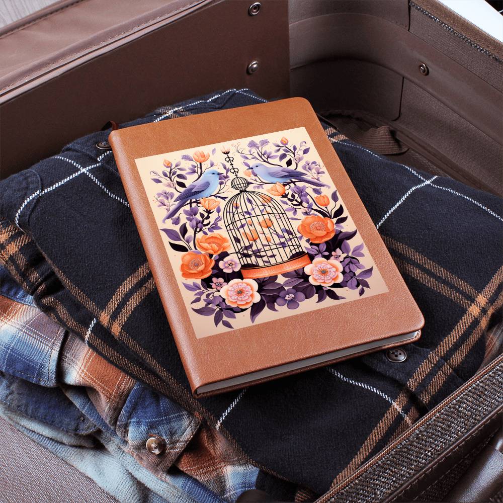 Birds And Floral Design 110 - Vegan Leather Journal