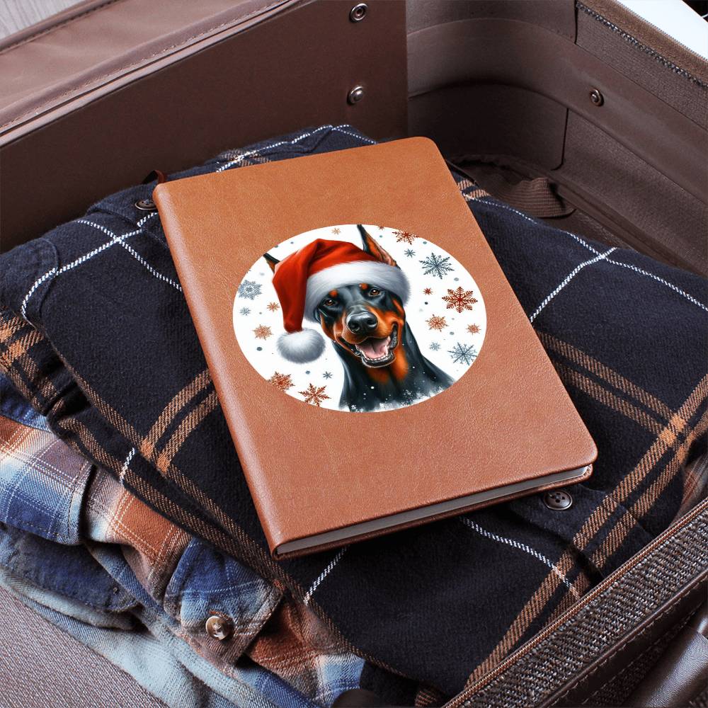 Christmas Dog - Doberman Pinscher - Vegan Leather Journal