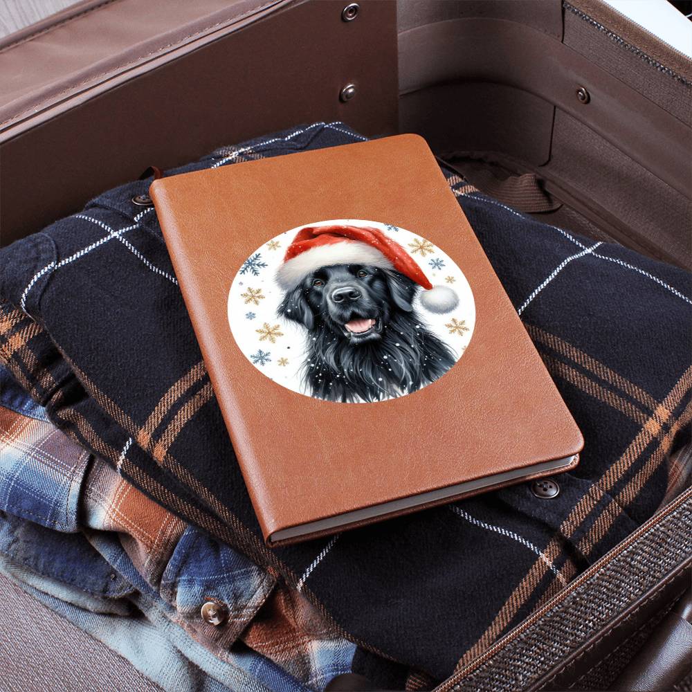 Christmas Dog - Flat-Coated Retriever - Vegan Leather Journal