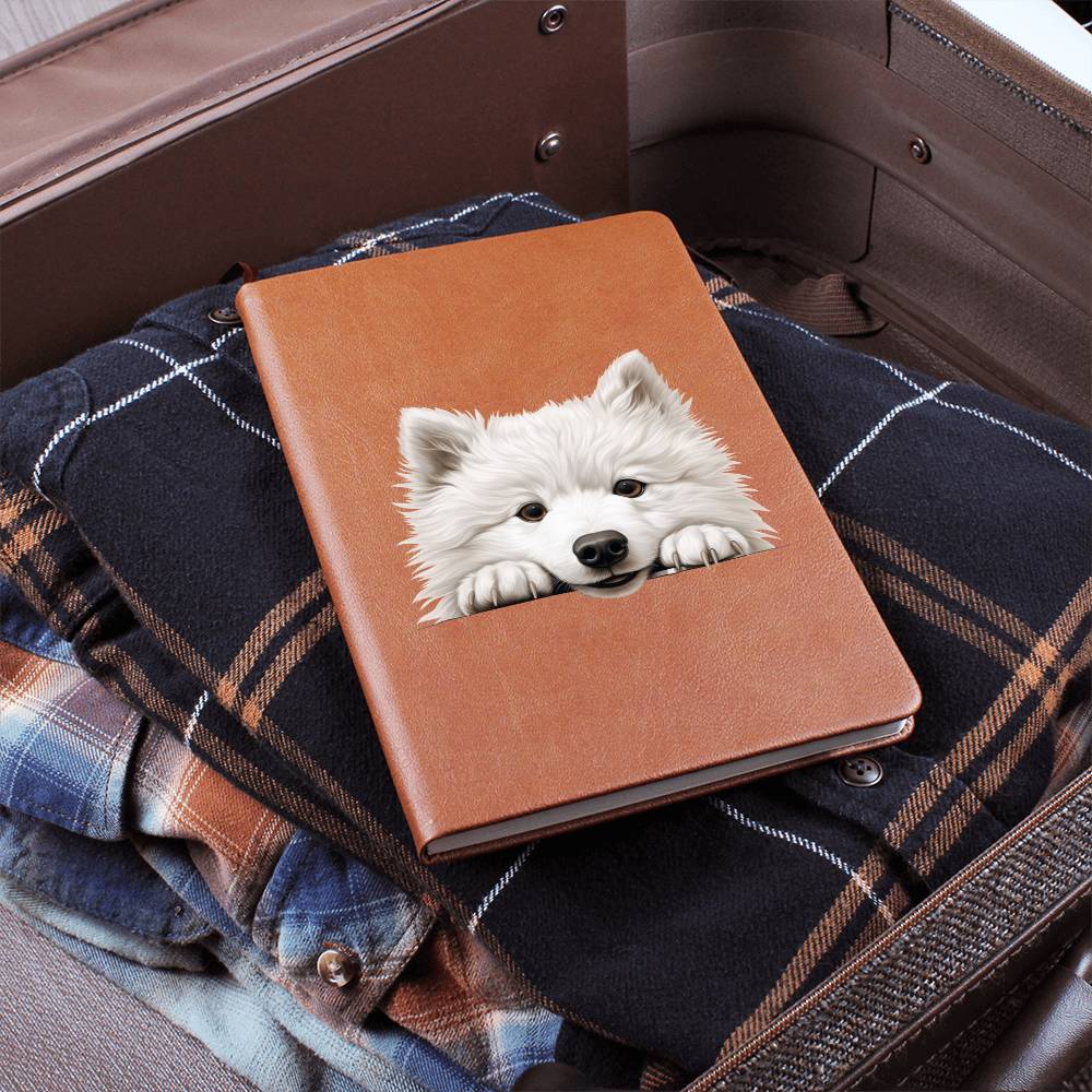 Samoyed Peeking - Vegan Leather Journal