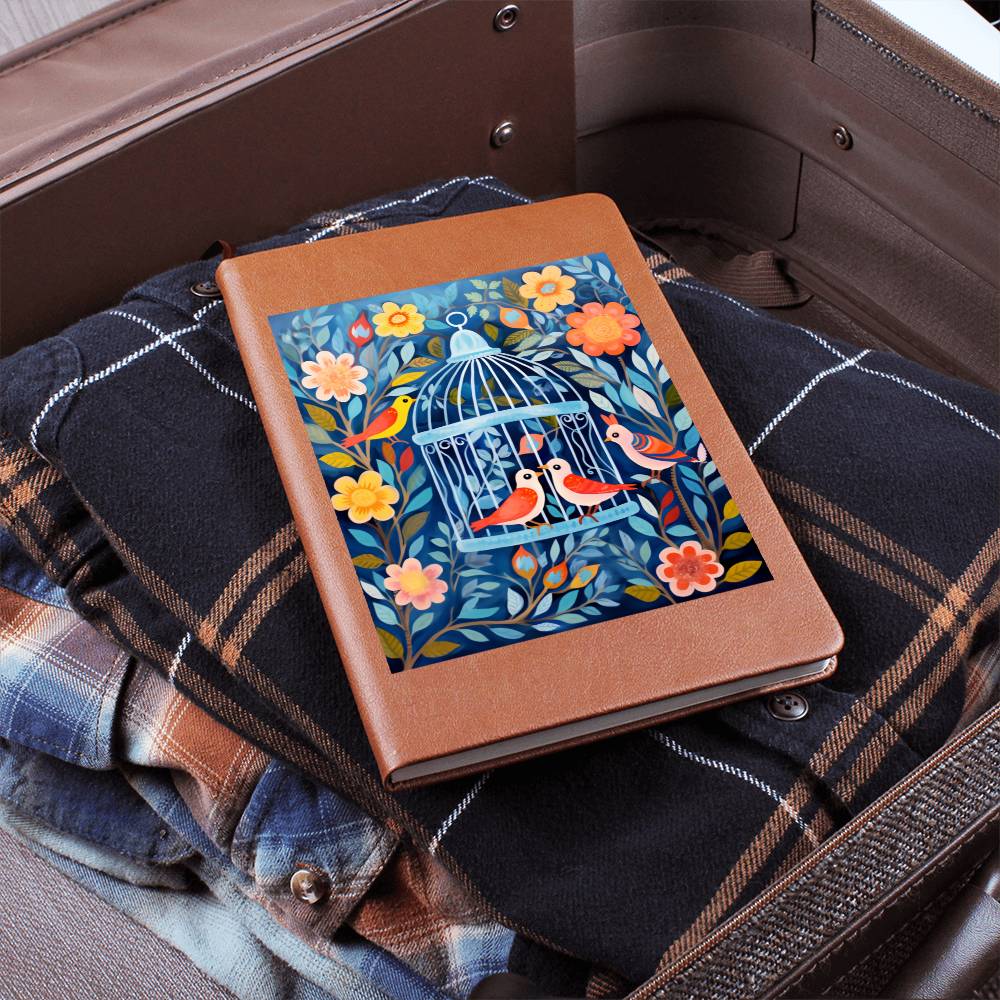 Birds And Floral Design 175 - Vegan Leather Journal