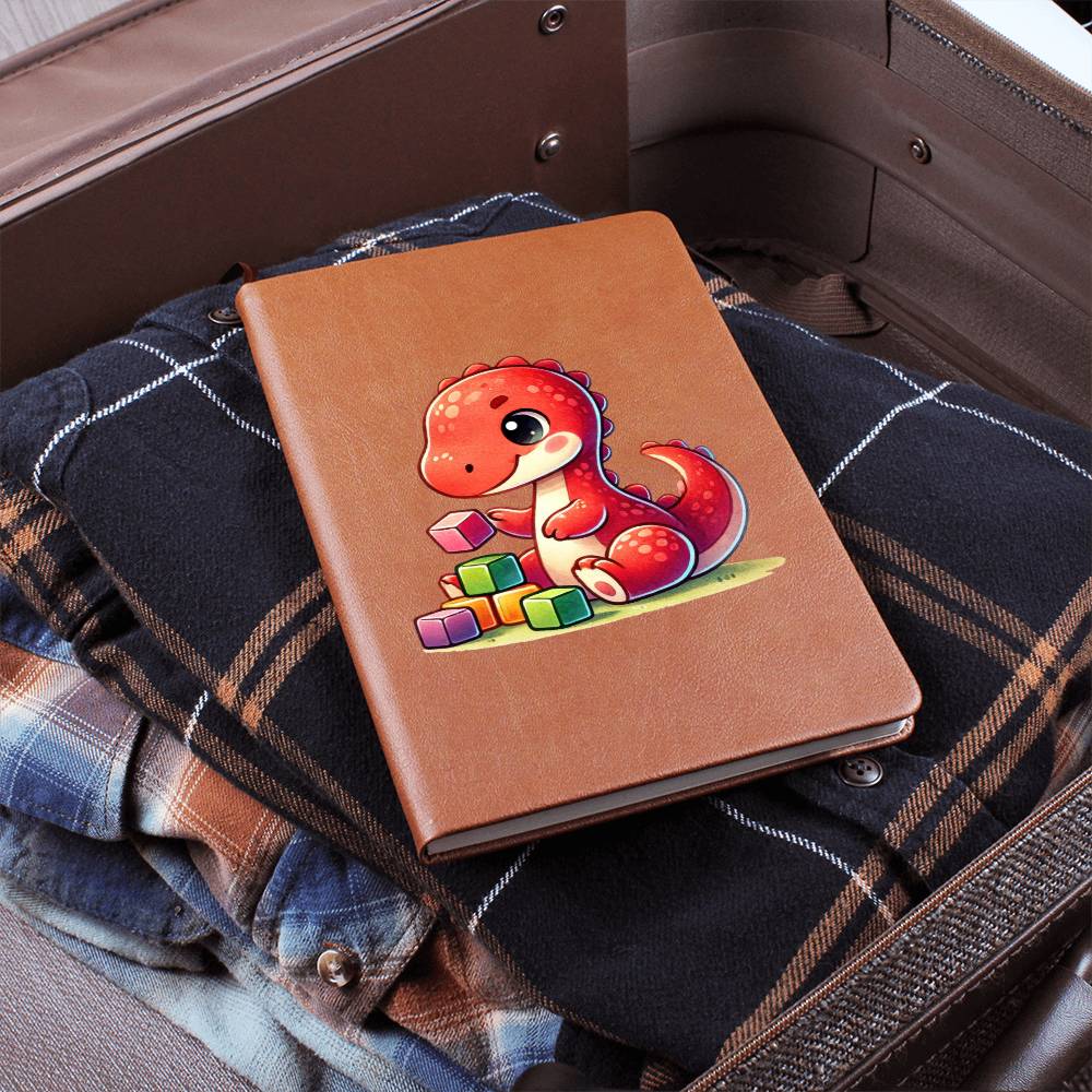 Colorful Baby Dinosaur 019 - Vegan Leather Journal