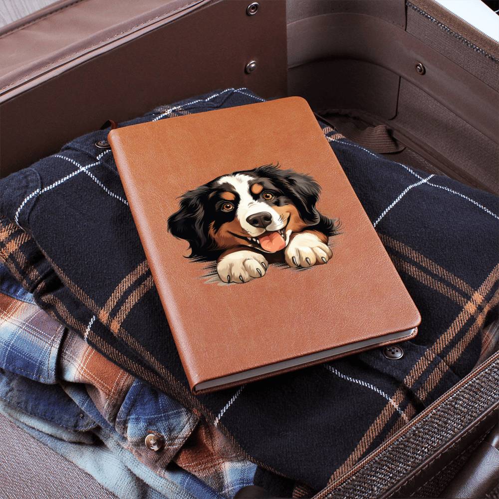 Bernese Mountain Dog Peeking - Vegan Leather Journal