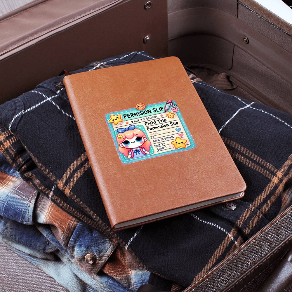 Cute Back to School Sticker 071 - Vegan Leather Journal