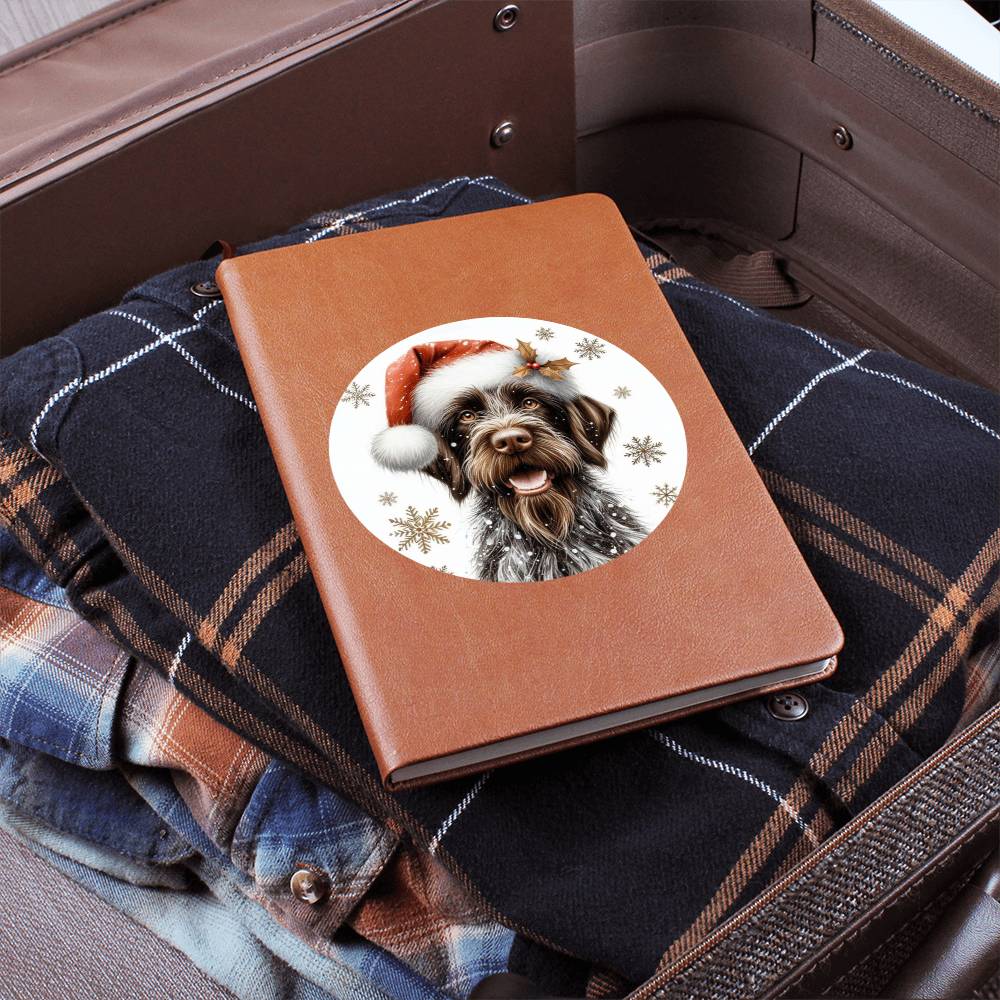 Christmas Dog - German Wirehaired Pointer - Vegan Leather Journal