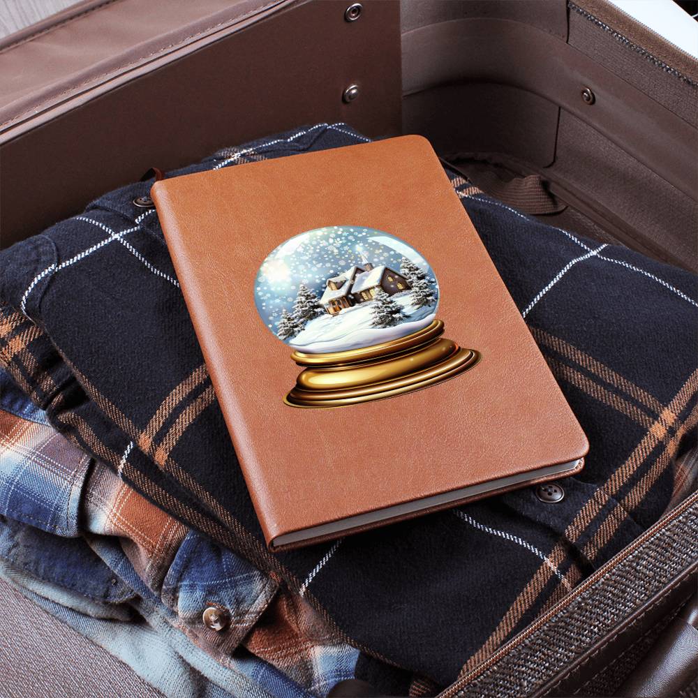 Watercolor Christmas Snow Globe 043 - Vegan Leather Journal