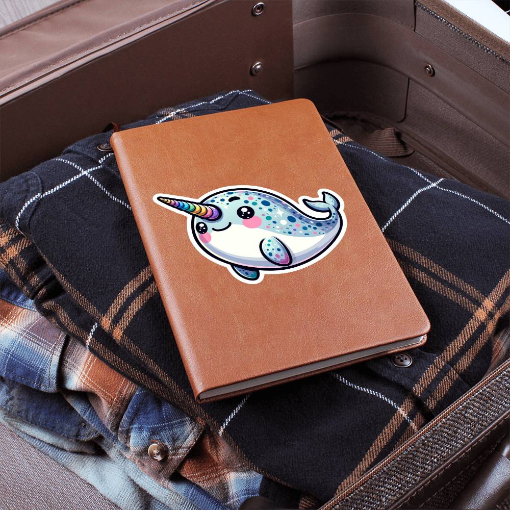 Cute Narwhal sticker 100 - Vegan Leather Journal