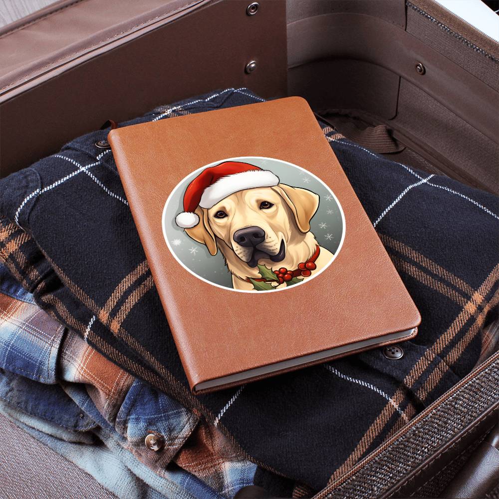 Dog Stained Glass Christmas Design 016 - Vegan Leather Journal