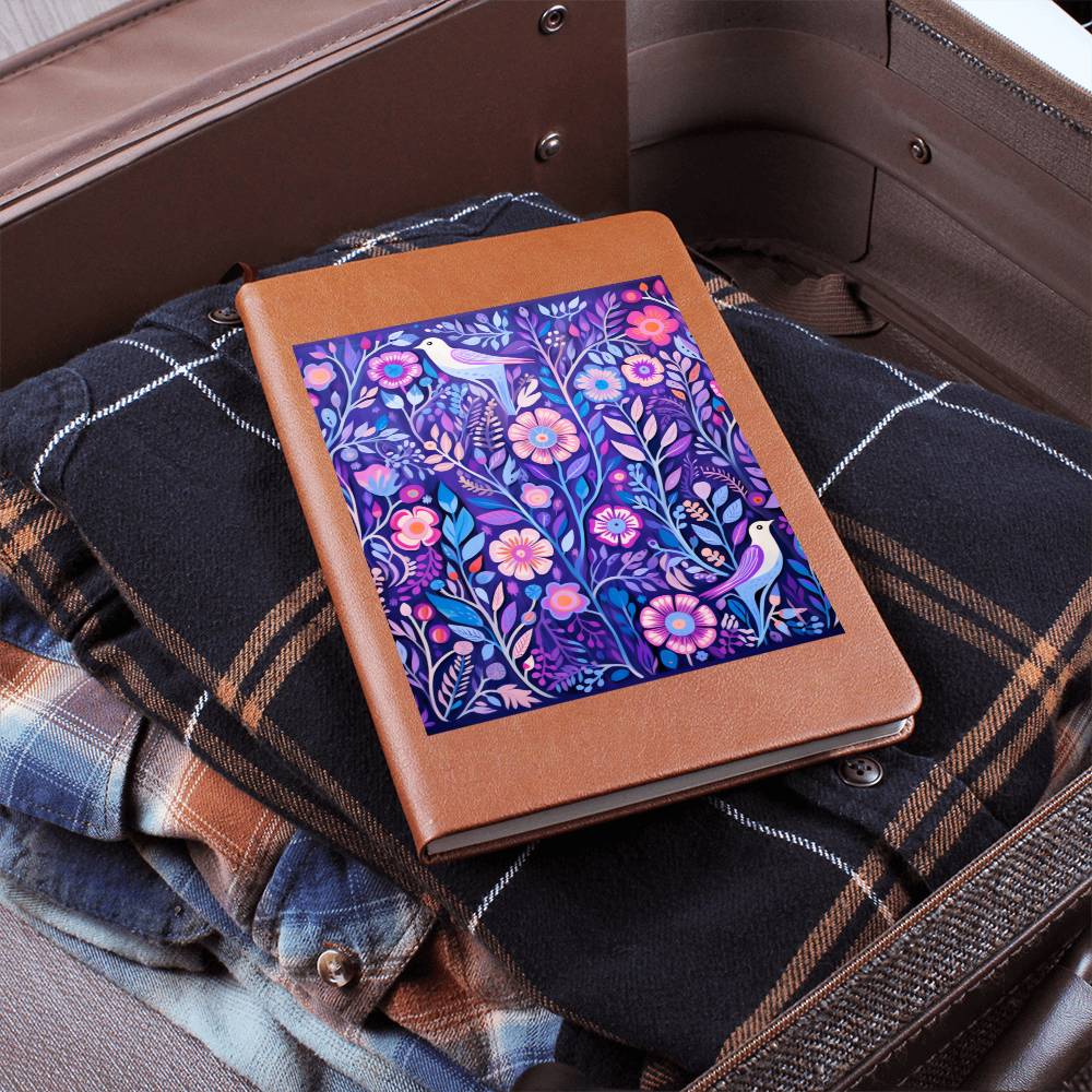 Birds And Floral Design 119 - Vegan Leather Journal