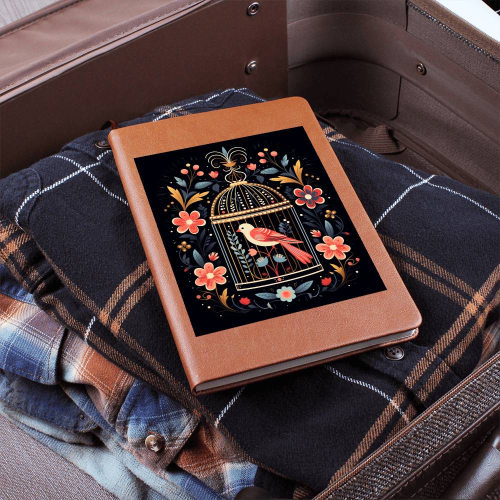 Birds And Floral Design 161 - Vegan Leather Journal