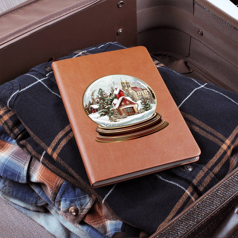 Watercolor Christmas Snow Globe 027 - Vegan Leather Journal