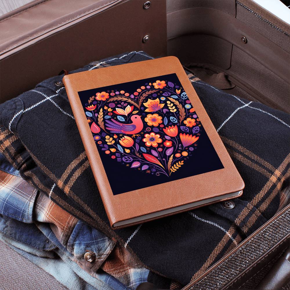 Birds And Floral Design 113 - Vegan Leather Journal