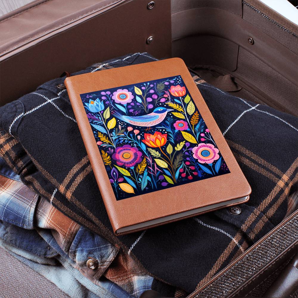 Birds And Floral Design 156 - Vegan Leather Journal