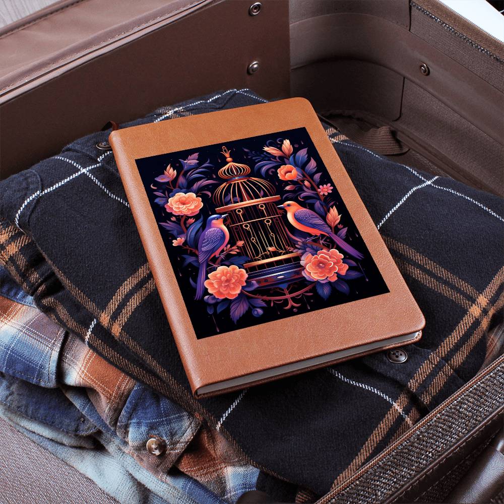 Birds And Floral Design 142 - Vegan Leather Journal