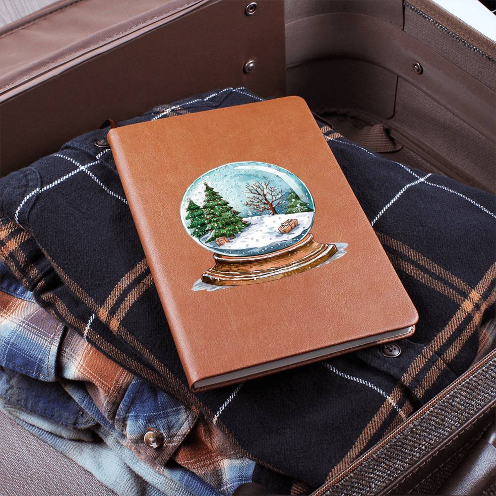 Watercolor Christmas Snow Globe 024 - Vegan Leather Journal