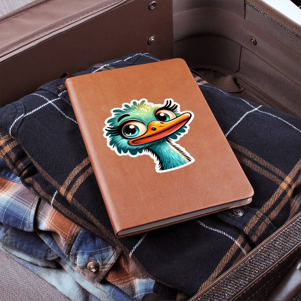 Cute Ostrich sticker 112 - Vegan Leather Journal