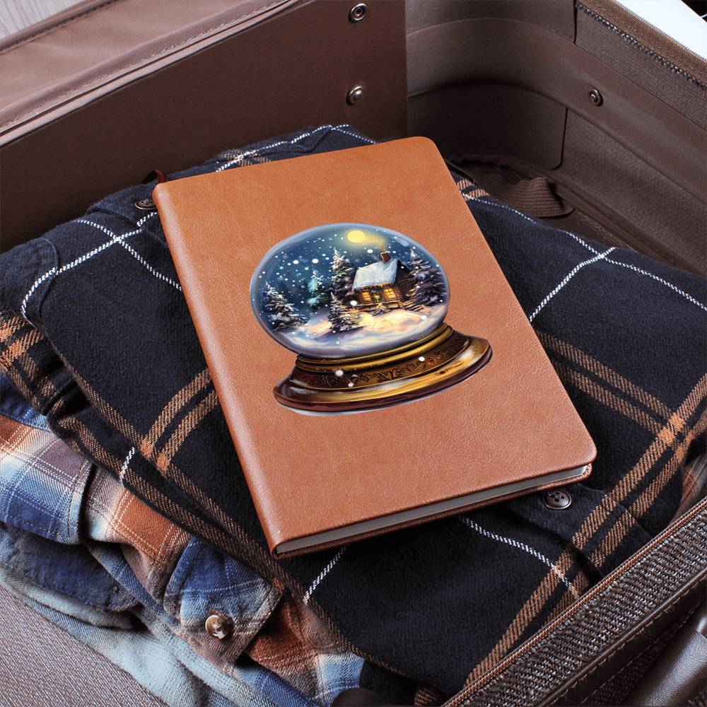 Watercolor Christmas Snow Globe 017 - Vegan Leather Journal