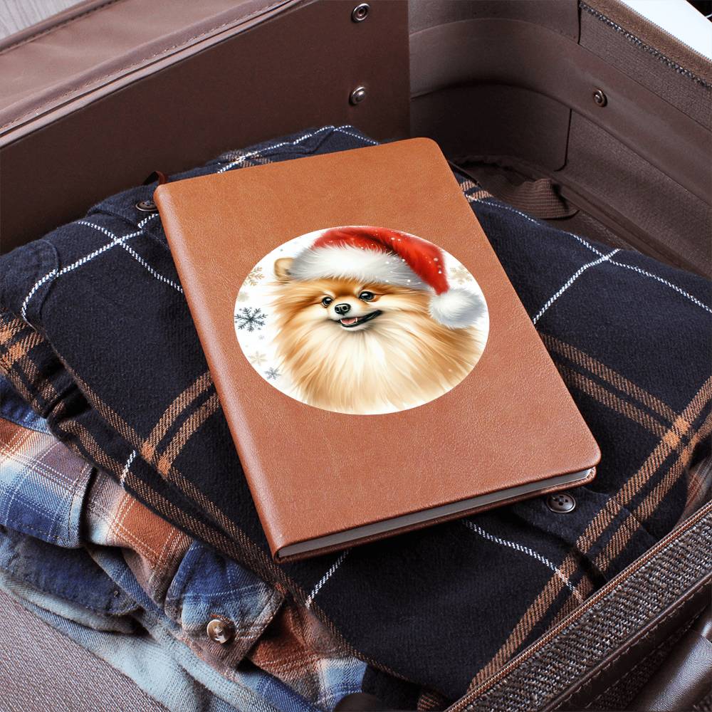 Christmas Dog - Pomeranian - Vegan Leather Journal