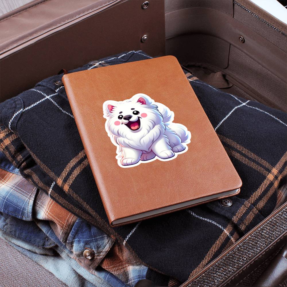 Cute Samoyed dog sticker 154 - Vegan Leather Journal