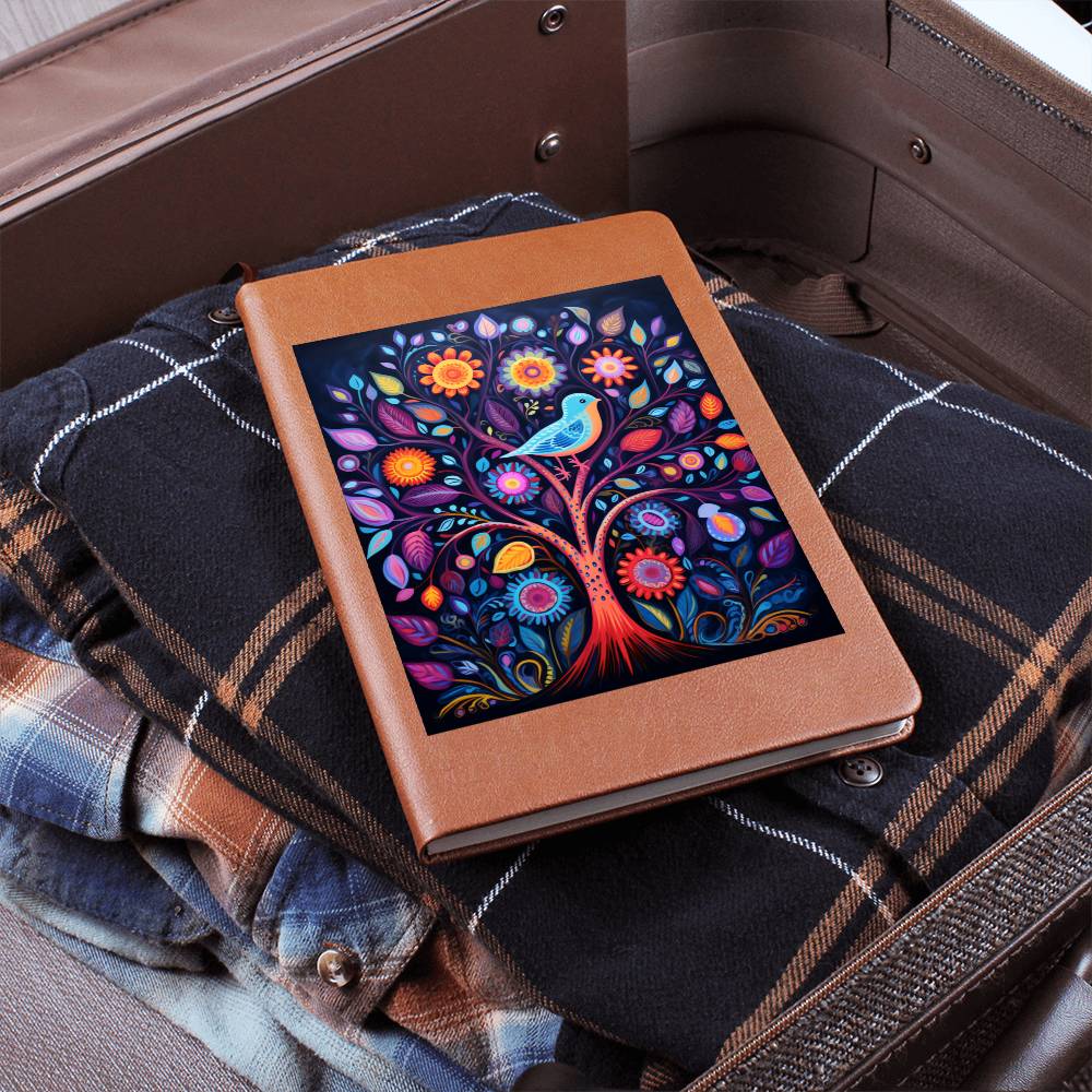 Birds And Floral Design 103 - Vegan Leather Journal