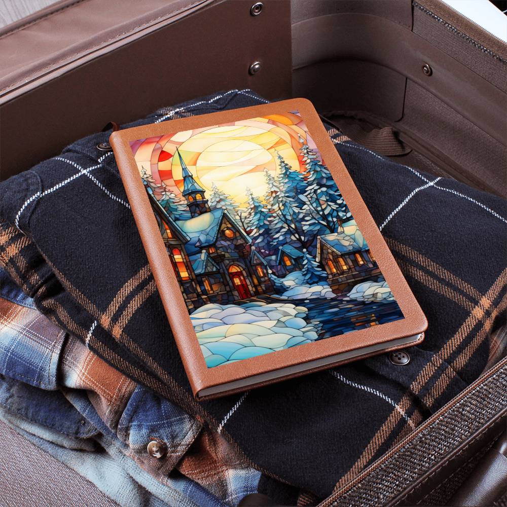 Christmas Stained Glass Design 024 - Vegan Leather Journal