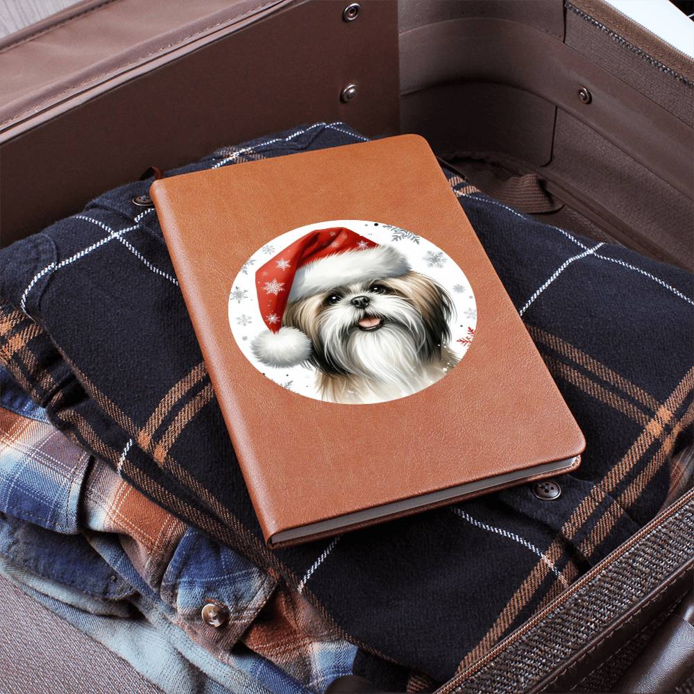 Christmas Dog - Shih Tzu - Vegan Leather Journal