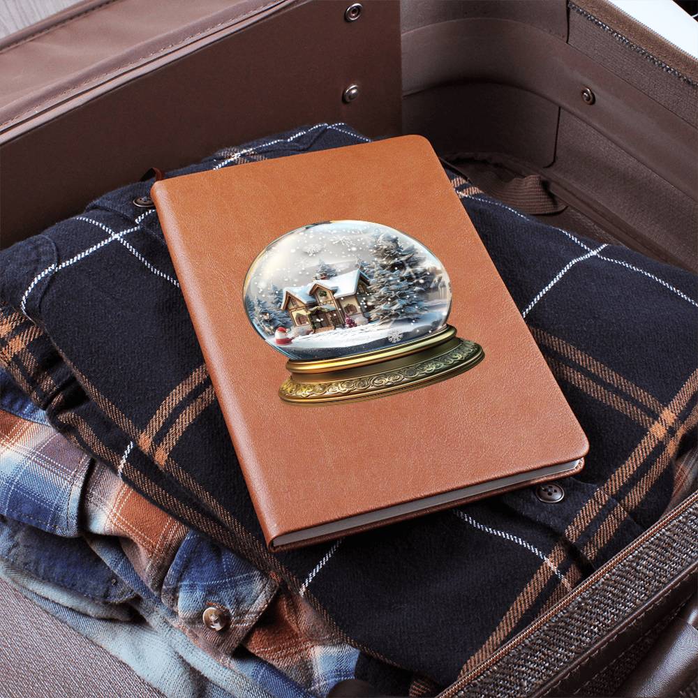 Watercolor Christmas Snow Globe 001 - Vegan Leather Journal