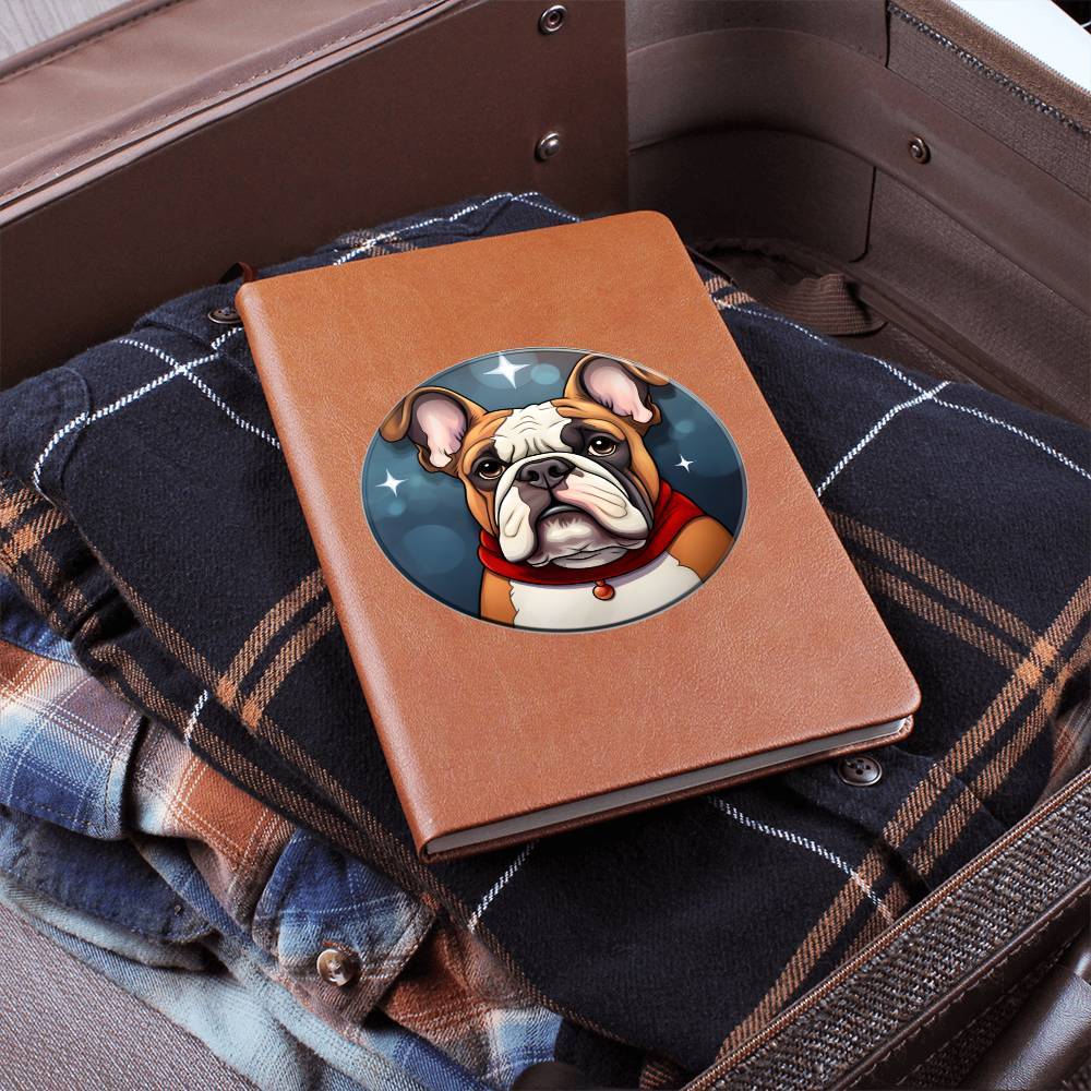 Dog Stained Glass Christmas Design 017 - Vegan Leather Journal