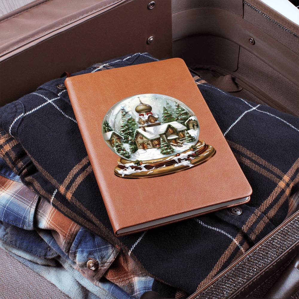 Watercolor Christmas Snow Globe 012 - Vegan Leather Journal