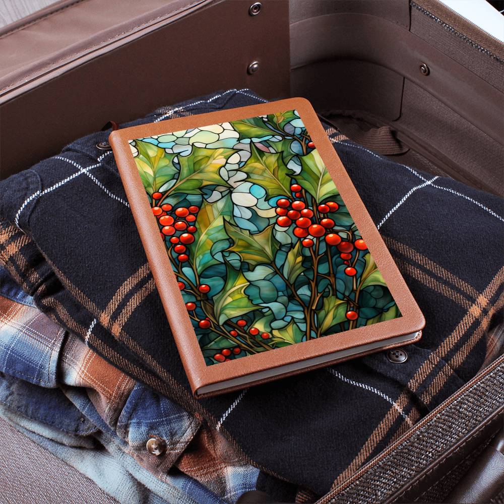 Christmas Stained Glass Design 034 - Vegan Leather Journal