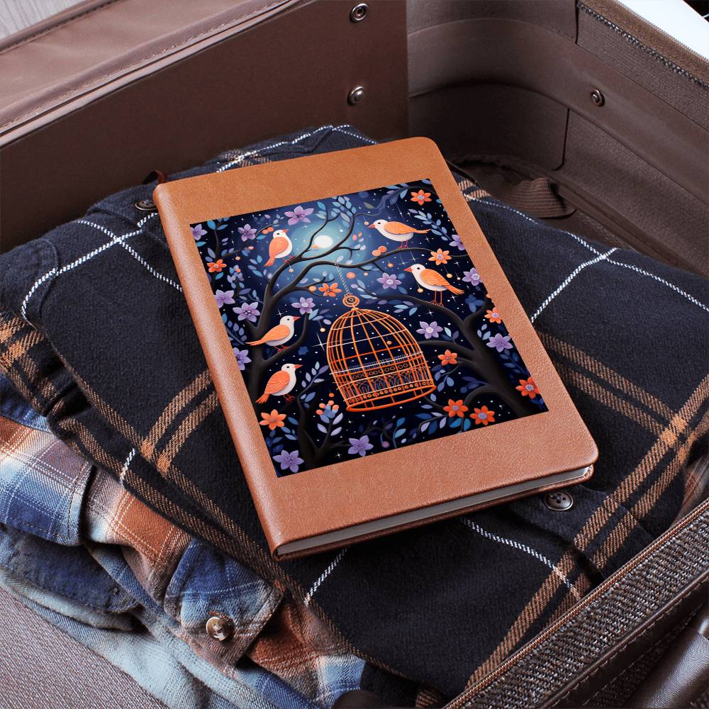 Birds And Floral Design 177 - Vegan Leather Journal