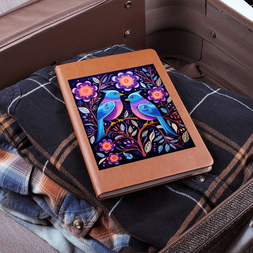 Birds And Floral Design 145 - Vegan Leather Journal