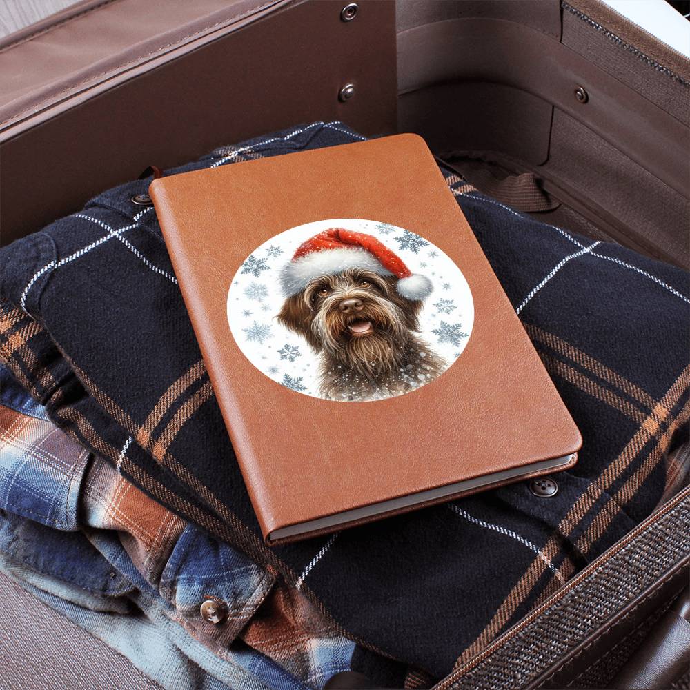 Christmas Dog - Wirehaired Pointing Griffon - Vegan Leather Journal