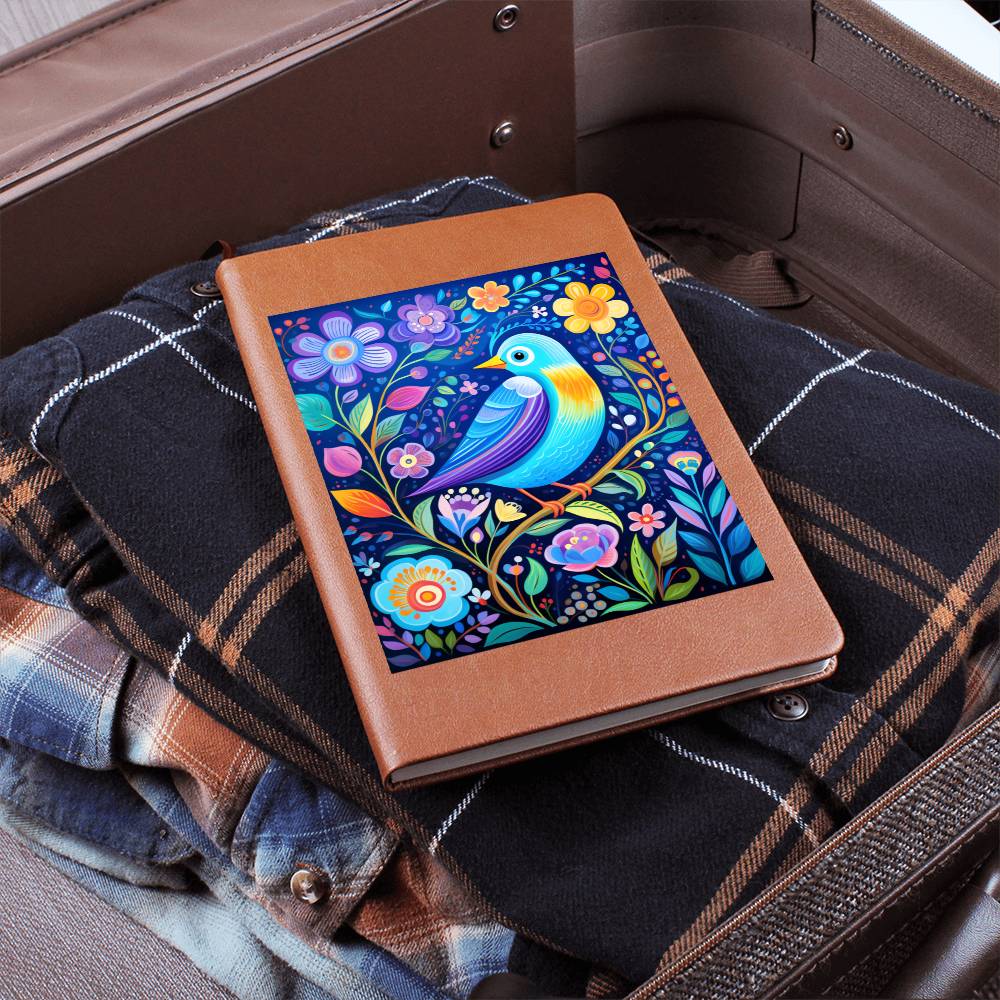 Birds And Floral Design 182 - Vegan Leather Journal