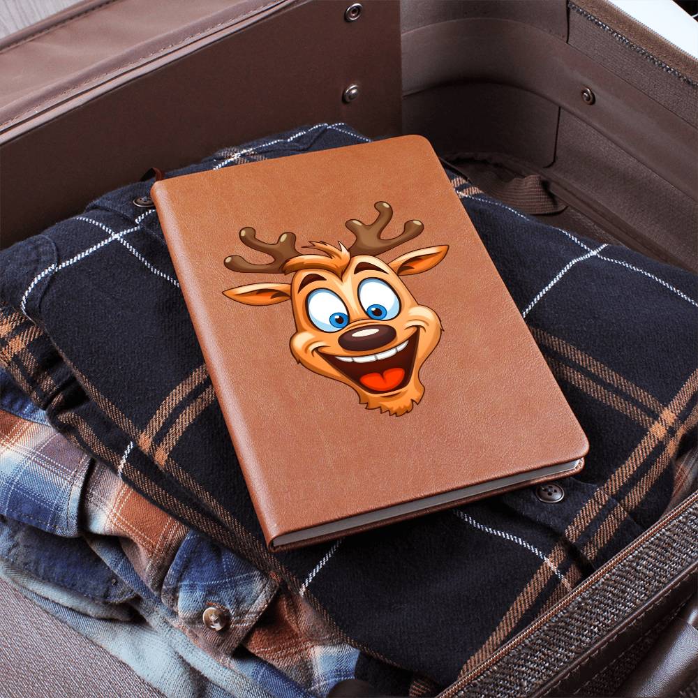 Funny Reindeer Face 04 - Vegan Leather Journal