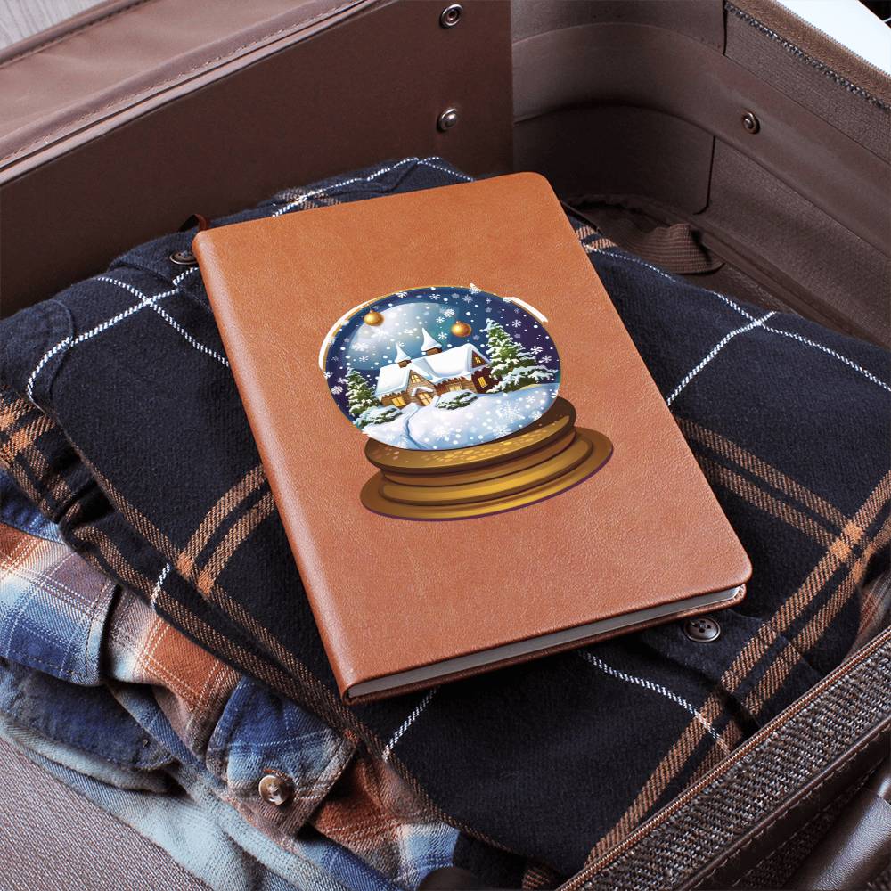 Watercolor Christmas Snow Globe 035 - Vegan Leather Journal