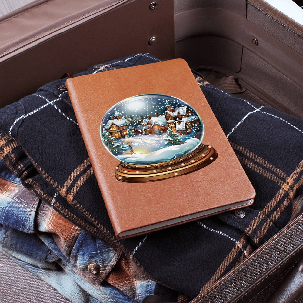 Watercolor Christmas Snow Globe 040 - Vegan Leather Journal