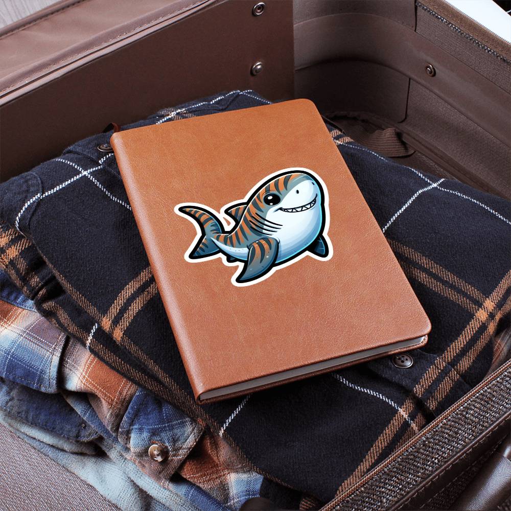 Cute Tiger shark sticker 193 - Vegan Leather Journal