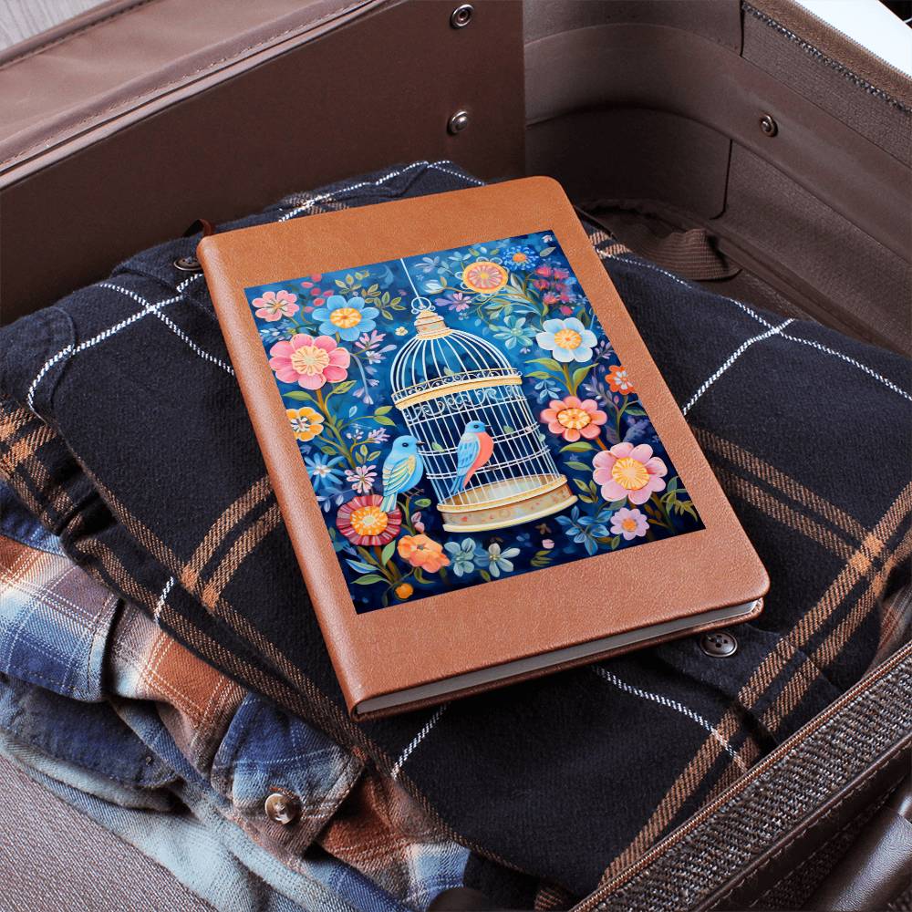 Birds And Floral Design 176 - Vegan Leather Journal