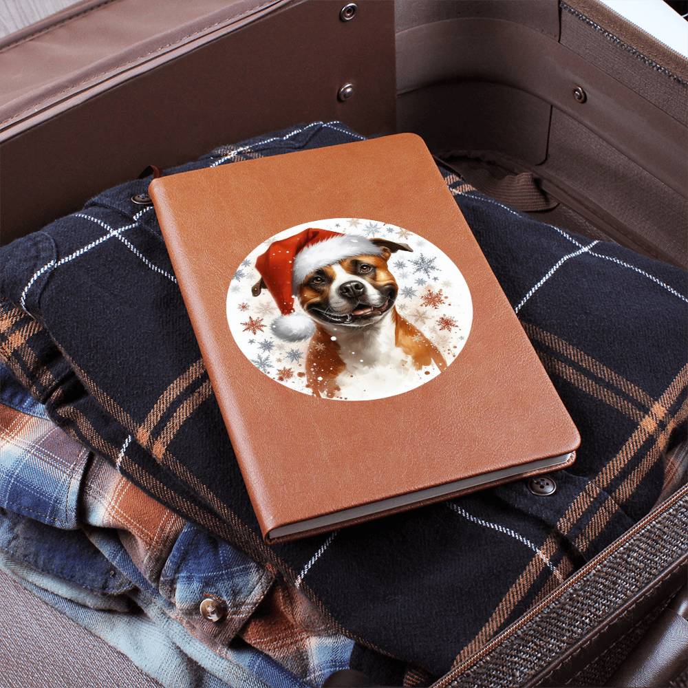Christmas Dog - American Staffordshire Terrier - Vegan Leather Journal