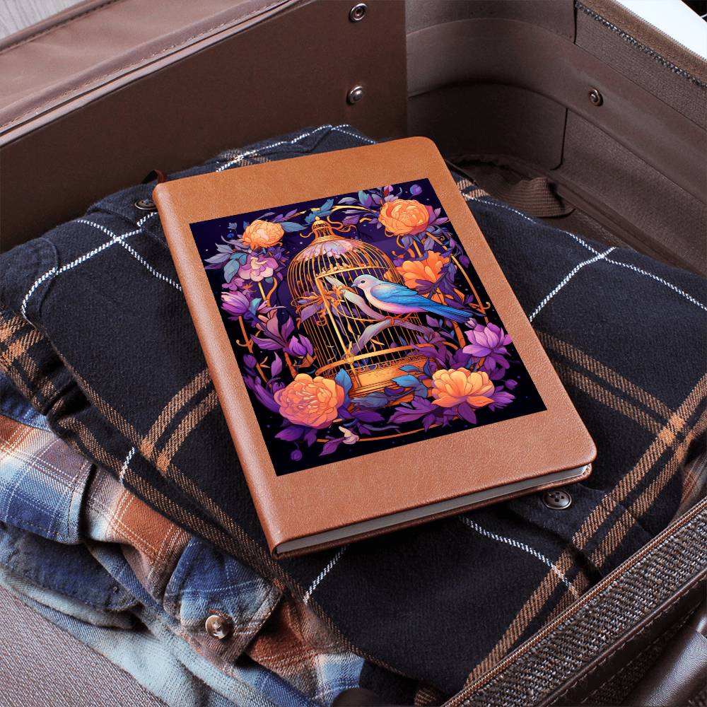 Birds And Floral Design 147 - Vegan Leather Journal